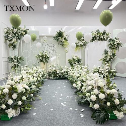 Forest Style Wedding Decor Simulation Flower Row Silk Flower Road Guide Flower Small Fresh Romantic Wedding Decor T Stage Decor