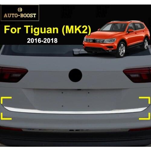 1pcs Car modification Car accessories stainless steel Rear Trunk Bumper Sill Trim ForVW Tiguan 2016-2018 MK2 2nd Gen