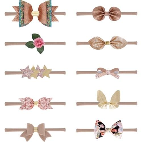 Fashion Baby Girl Glitter Rabbit Ears Headband Shining Star Infant Toddler Hairband Soft Elastic Headwear Kids Accessories Set