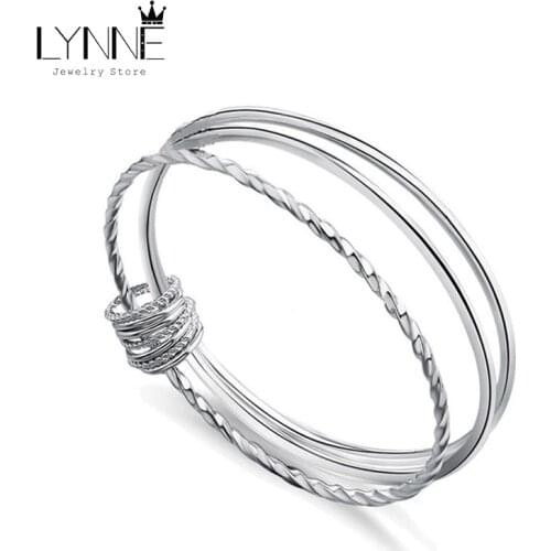 Hot Fashion Three Layer Design Slim Silver Plated Bangle Exquisite Multilayer Silver Color Cuff Bracelet Women&Girl Jewelry Gift