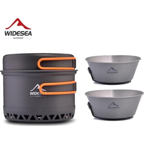 Widesea Camping Tableware Set Titanium Cup Cookware Tourism Cauldron Outdoor Cooking Pot Picnic Kitchen Hiking Trekking
