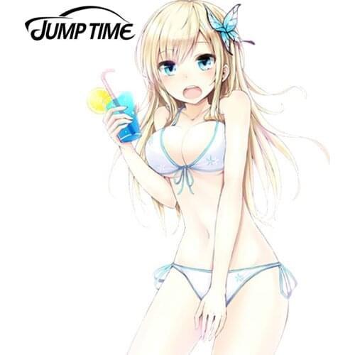 JumpTime 13cm x 8.9cm Sexy Bikini Girl Car Sticker Kashiwazaki Sena Anime JDM Vinyl Decal Car Stickers