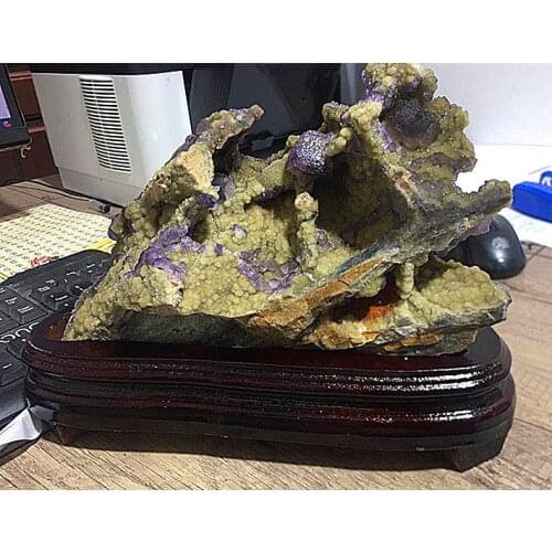 Natural quartz crystal purple fluorite and crystal symbiont, purple fluorite ore specimens