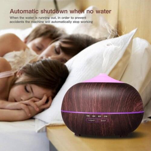 New 300ML Wood Grain Essential Oil Diffusers Ultrasonic Humidifier Portable Aromatherapy Diffuser with 7 Colors LED Light