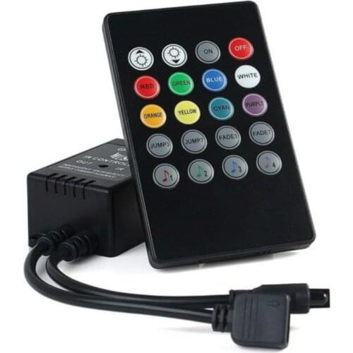 New 20 Key 12-24V 72W 38KHz Music IRController Black Sound Sensor Remote For RGB LED Strip High Quality
