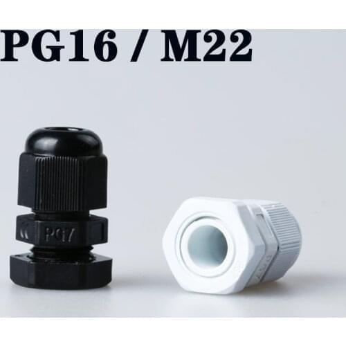 Plastic Cable Gland 10pcs High Quality IP68 PG16 M22 10-13MM Waterproof Nylon Cable Gland with Waterproof Gasket cable sleeve