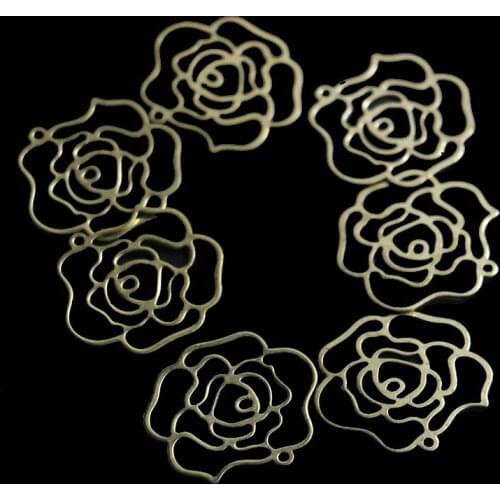 Brass 31*32mm single hanging rose piece, metal earring pendant, jewelry pendant, handmade diy jewelry accessory material