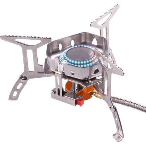 Portable Camping Stoves Backpacking Stove with Piezo Ignition Stable Support Wind-Resistance Camp Stove for Outdoor Camping Hiki