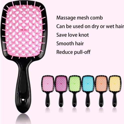 Professional Hair Massage Comb Plastic Anti-static Hairbrush Dry and wet Comb Smooth hair for Hair Care Styling Tool 6 colors
