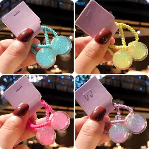 2 Pcs/Set Children Cute Candy Shiny Ball Elastic Hair Bands Baby Girls Lovely Sweet Scrunchies Rubber Bands Kid Hair Accessories