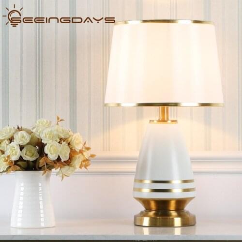 Luxury Postmodern American Nordic Ceramic Table Lamp for Bedroom Living Room Bedside Lamp Warm Light Home Decor EU Plug Button