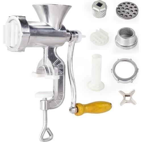 Aluminium Alloy Hand Operate Manual Meat Grinder Sausage Beef Mincer With Tabletop Clamp Kitchen Home Tool