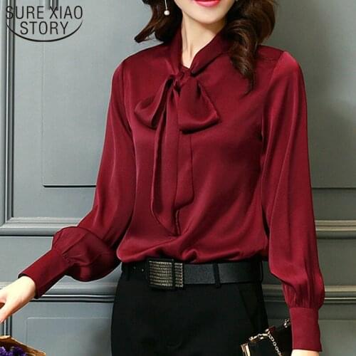 2021 chiffon blouse Solid Bow V-Neck lantern Sleeve plus size Full blouse womens tops blouses blusas mujer de moda 2198 50