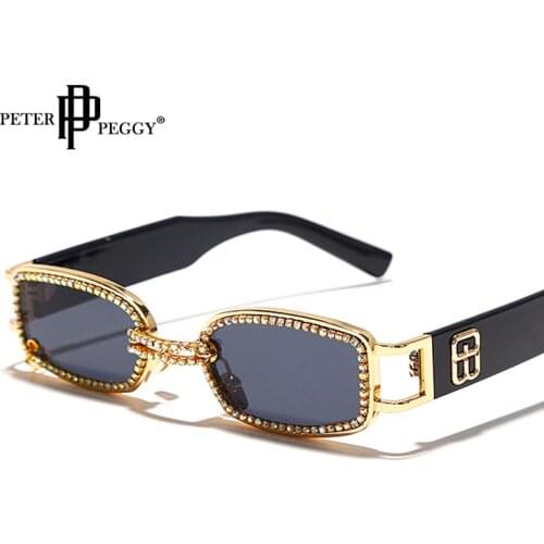 Rectangle Sunglasses Women Luxury Brand Designer Punk Sun Glasses Men Rhinestone Steampunk Sunglasses Clear Lens Feminino