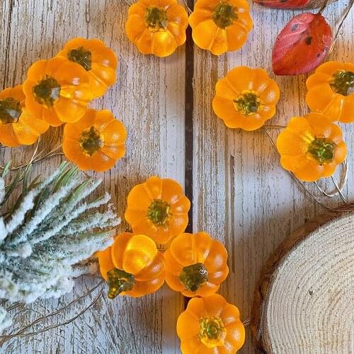 3M 30 LED Pumpkin String Lights With Remote Control Decor Halloween 3D Pumpkin Garland Light For Christmas Thanksgiving Parties