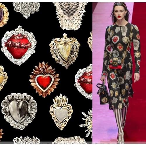 Jewelry printing garment fabric high-end handmade cloth diy dress autumn and winter jacquard skirt fabric embossed
