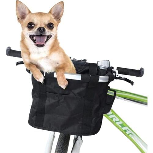 Bicycle Basket Dog Simple Assembly Foldable Bike Bags Oxford Cloth Bicycle Basket Pouch Bike Bags Bicycle Front Bag Pet Carrier