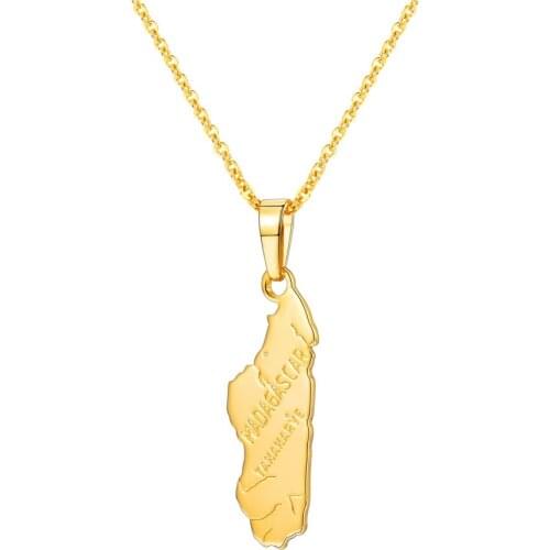 Collare Madagascar Jewelry Map Men Africa Country Map Pendants Gold Color African Malagasy Maps Necklaces Women P644