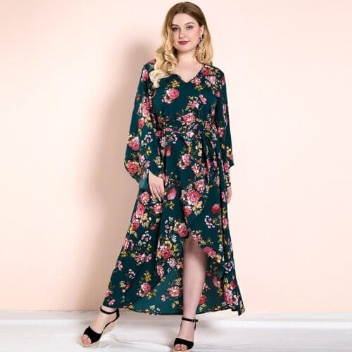 Xl-4xl Summer WomenS Dress 2021 Floral Print Dress Long Vintage Maxi Party Beach Women Dresses Light Prom Large Plus Size Curv