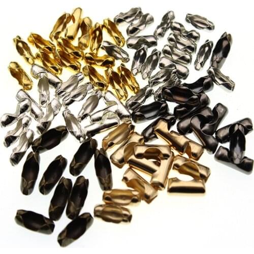 200pcs/lot 1.5 2.4 3.2 mm Gold Silver Ball Beads Chain Connectors Clasps For DIY Bracelet Necklace Bead Chain Jewelry Making
