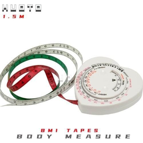 0-1500mm Heart Shape BMI Measure Tape Calculator Body Tape Measure 100pcs/lot