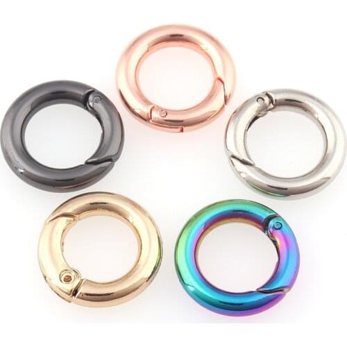 50pcs Rainbow Rose gold Gun black Carabiner Openable Spring clip gate o rings clasps 11mm for Belt Strap Decoration Accessories