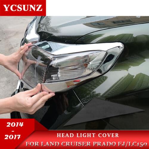 Car Accessories Chrome headlights Trim For Toyota Land Cruiser Prado fj150 LC150 Prado 2014 2015 2016 2017