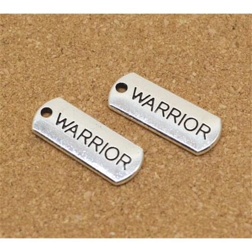 21x8mm 15pcs/lot Antique Silver Plated Letter WARRIOR Charms Pendant Handmade Jewelry Accessories For DIY Bracelet and Necklace