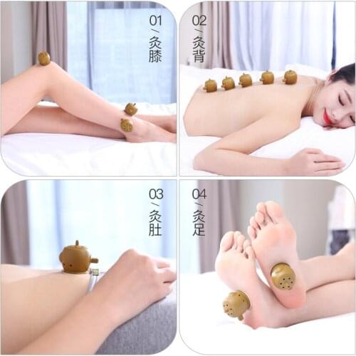 5pcs acupuncture massage moxa box with 120pcs moxa sticks and body/foot moxibustion massage paste