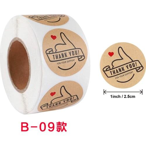 500Pcs/Roll Thank You Stickers Handmade Sticker Circle Stationery thank you for your order Gift Seal Labels thank you sticker