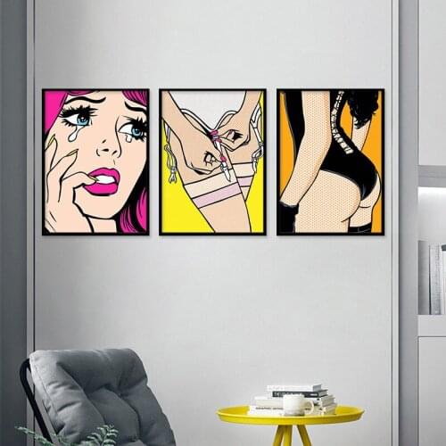 Abstract Color Pop Art Sexy Girl Canvas Painting Posters and Prints Wall Art Picture Cuadros Home Decoration Room Decor