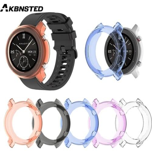 AKBNSTED TPU Half Pack Transparent Silicone Protective Shell For Xiaomi Huami Amazfit GTR 47MM/GTR 42MM Smart Watch Case Cover