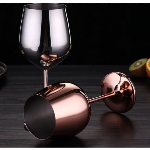 500ML Stainless Steel Red Wine Goblets Silver Rose Gold Red Wine Glass Juice Drink Champagne Goblet Party Barware Kitchen Tools