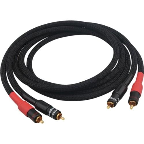 Black 4N Oxygen Free Copper RCA Cable Speaker Amplifier HiFi Audio Line