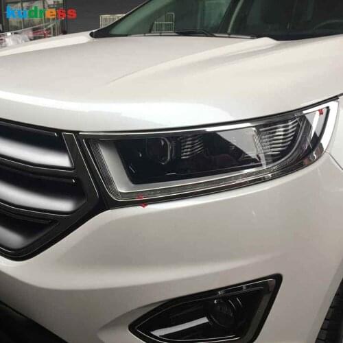 For Ford Edge 2015 2016 2017 ABS Chrome Front Headlight Cover Trim Head Light Lamp Frame Trims Sticker Car Styling Accessories