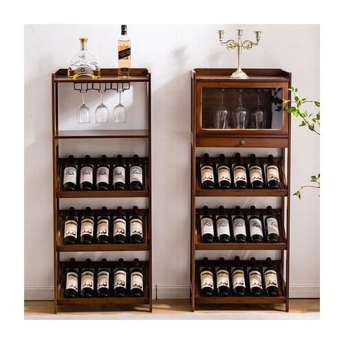 Home wine rack European style bar floor wine cabinet wine wine solid wood storage display rack shelf wine glass rack