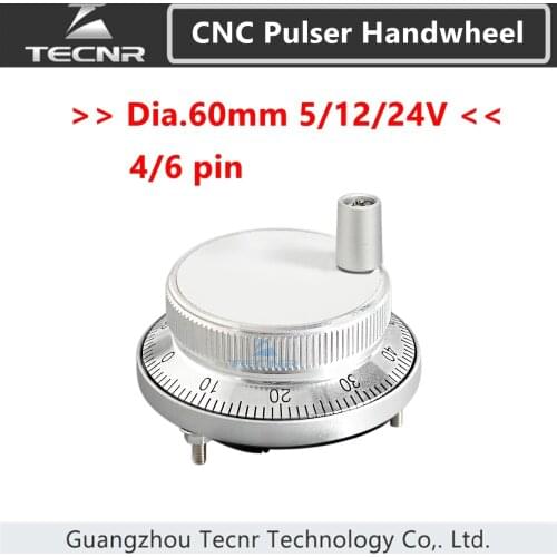 60mm cnc pulser electronic handwheel 5V 12V 24V 4 6 pin pulse 25 100 Manual Pulse generator rotary encoder for cnc machine TECNR