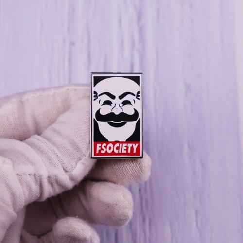 Mr. Robot FSociety Enamel Pin E Corp Army Military Badge