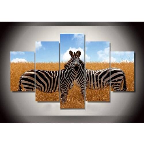 Hot Sale Modern On Canvas Zebra Painting Wall Art Pictures For Home Decor Living Room Pictures Prints Unframed 5 Pieces