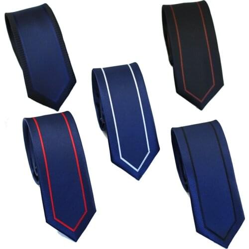 Coachella Ties Border Stripe Necktie Microfiber Fashion Skinny Tie 6cm Blue Black