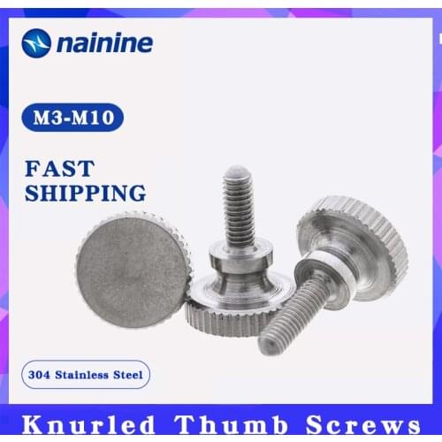 GB834 [M2 M2.5 M3 M4 M5 M6] 304 Stainless Steel Knurling Head Knurled Thumb Screw Hand Tighten Curtain Wall Lock Screws A021