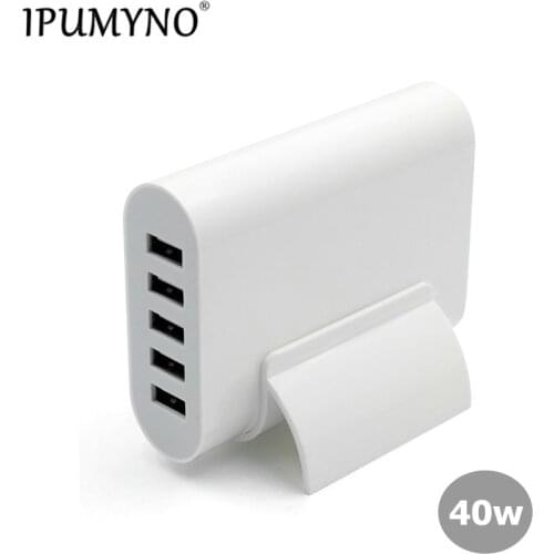 IPUMYNO USB Charging Station Hub 40W 5 Port USB Wall Charger Power Adapter Portable Travel Charger Plug For Phone For Tablet