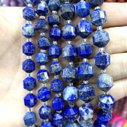 8mm 10mm Natural Faceted Lapis Lazuli Stone For Jewelry Making Round Loose Spacer Beads DIY Bracelet Necklace Accessories
