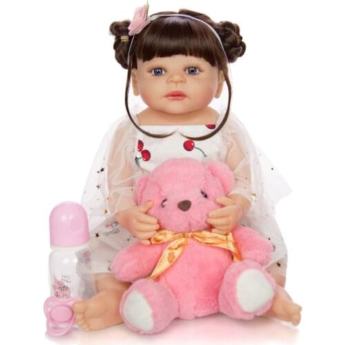 Bebe reborn realista doll 55cm full silicone reborn toddler baby dolls com corpo de silicone menina child surprice gifts lol dol