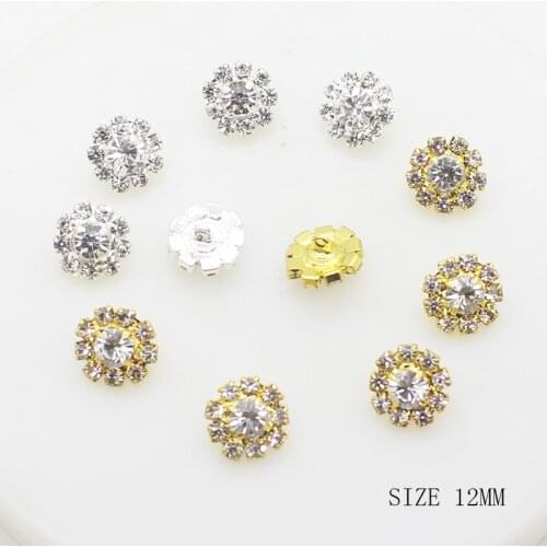 Metal Crystal Button for Clothing 10pcs/Lot 12mm Round Hand Sewing Shirt Buttons Bra Diy Handwork Accessories Wedding Decor