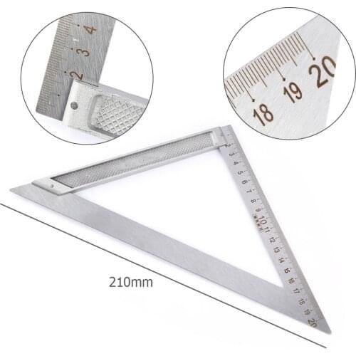 Multi-function Triangle Ruler 90 Degree Right Angle Stainless Steel Triangle Ruler Woodworking Measurement Drawing Tools