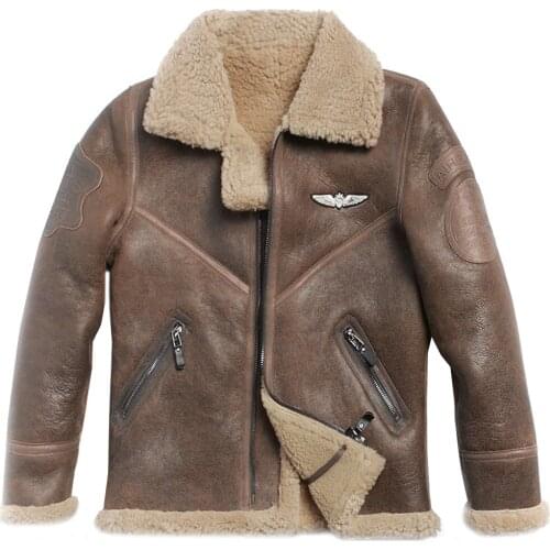 M-9XL Natural sheepskin Men coat Real shearling fur Black Jacket Handsome Male Winter Warm Clothing genuine Leather coat Outwear