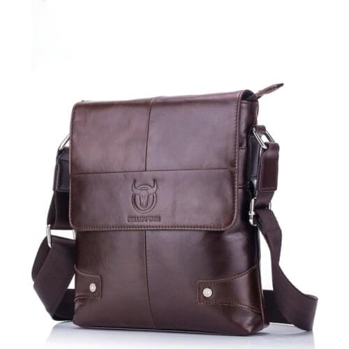 Mens leather one-shoulder messenger top layer cowhide business casual ipad leather computer tablet briefcase