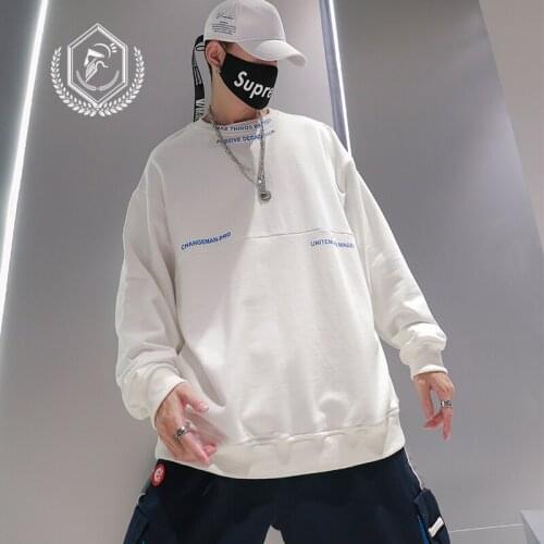 Men Fashion Loose Print Casual Pullover Hip Hop Sweatshirts