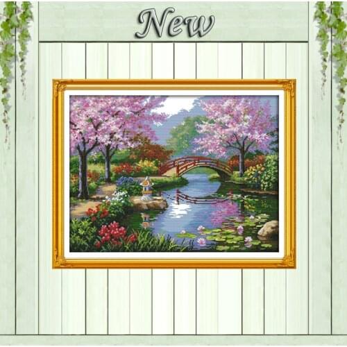 The beautiful scenery of Park,11CT printed on canvas DMC 14CT Cross Stitch kit,needlework embroidery Set,Scenic Home Decoration